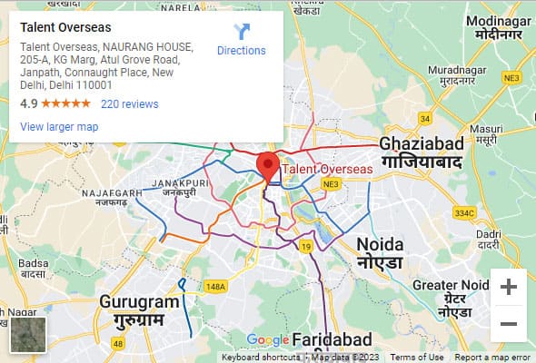 talentoverseas delhi office map